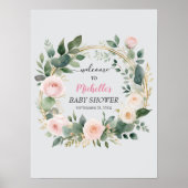 Aquarell Grün Mädchen Dusche Begrüßungszeichen Poster (Vorne)