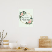 Aquarell Grün Mädchen Dusche Begrüßungszeichen Poster (Küche)