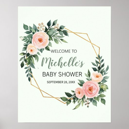 Aquarell Grün Mädchen Dusche Begrüßungszeichen Poster (Vorne)