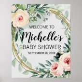 Aquarell Grün Mädchen Dusche Begrüßungszeichen Poster (Vorne)