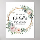 Aquarell Grün Mädchen Dusche Begrüßungszeichen Poster (Vorne)