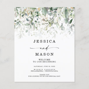 Aquarell-Grün mit goldenen Hochzeitsprogrammen Flyer