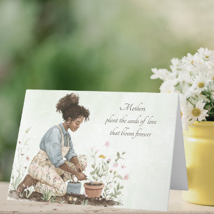 Aquarell Grün Mutter pflanzt einen Samen Muttertag Feiertagskarte