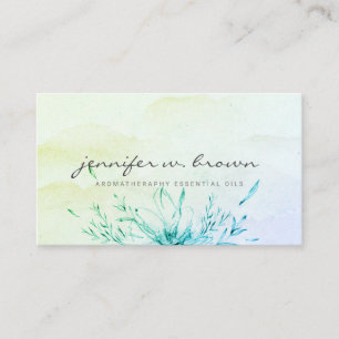 Aquarell Grün Ombre Floral Feminine Einfach Visitenkarte