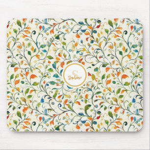 Aquarell Grün Orange Europäischer Garten Mousepad