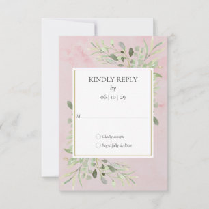 Aquarell-Grün Pink Marmor Hochzeit-RSVP RSVP Karte