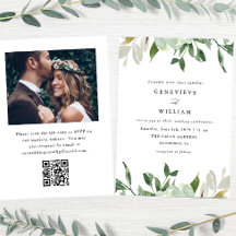 Aquarell-Grün-QR-Foto-Hochzeits-Einladung