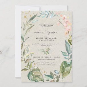 Aquarell Grün Rosa Florales Probedinner