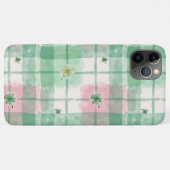 Aquarell Grün & Rosa Karo Glücksklee Case-Mate iPhone Hülle (Rückseite (Horizontal))
