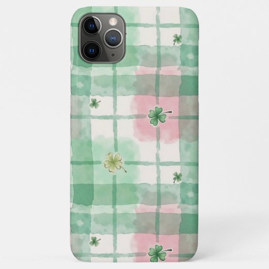 Aquarell Grün & Rosa Karo Glücksklee Case-Mate iPhone Hülle (Rückseite)