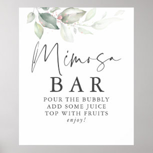 Aquarell Grün Roségold Mimosa Bar Schild