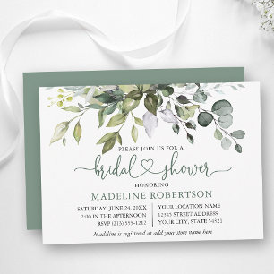 Aquarell Grün Sage Green Herz Brautparty Einladung