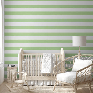 Aquarell Grün Streifen | Mädchen-Kinderzimmer Tapete