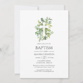 Aquarell-Grün-Taufe oder Christening Einladung (Vorderseite)