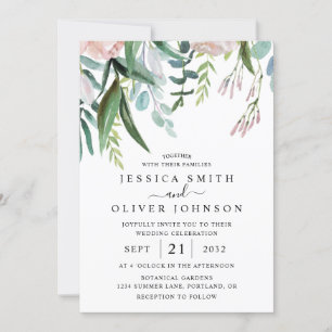 Aquarell-Grün und Blumen Hochzeit in einem Einladung