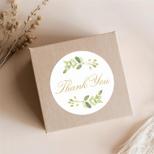 Aquarell-Grün und Gold Dankeschön Runder Aufkleber