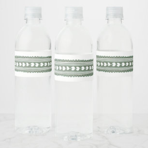 Aquarell Grün und Weiß Hydrangea Wappen Wasserflaschenetikett