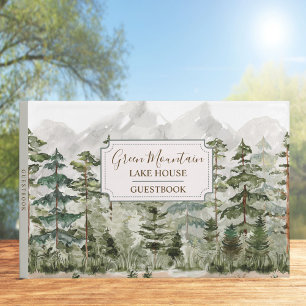 Aquarell Grün Wald Berghütte Seehaus Gästebuch