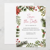 Aquarell-Grün-Weihnachtshochzeit Save The Date (Vorne/Hinten)