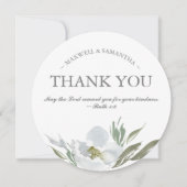 Aquarell Grün, Weiß und Grau Vielen Dank Einladung (Vorderseite)