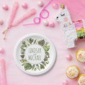 Aquarell-Grün winden rustikale Waldhochzeit Pappteller (Party)