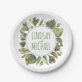 Aquarell-Grün winden rustikale Waldhochzeit Pappteller