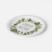 Aquarell-Grün winden rustikale Waldhochzeit Pappteller (Schrägansicht)