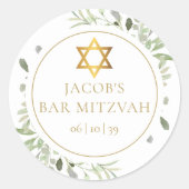 Aquarell Grünanlage Bat Bar Mitzvah Runder Aufkleber (Vorderseite)