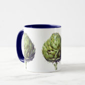 Aquarell-Grünartischocken-Kunst Tasse (Vorderseite Links)
