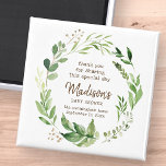 Aquarell Grüne Babydusche Gastgeschenk Magnet<br><div class="desc">Das Design besteht aus Aquarellblättern,  die botanische Blätter aus Blattblättern und Pflanzenblättern. Sie können hier einsehen: http://www.zazzle.com/store/selectpartysupplies</div>