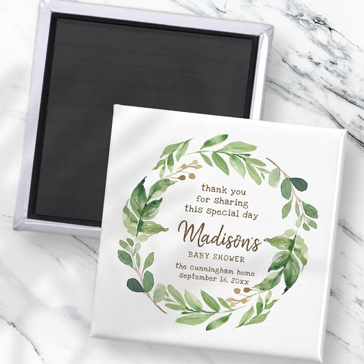 Aquarell Grüne Babydusche Gastgeschenk Magnet