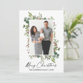 Aquarell Grüne Berries Kalligraphie Tinte Feiertagskarte (Stehend Vorderseite)