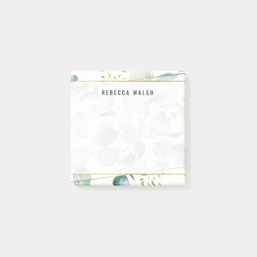 Aquarell Grüne Blätter Imitate Post-it Klebezettel (Vorderseite)