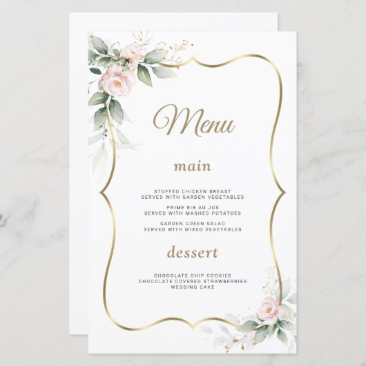 Aquarell Grüne Blush Blume Hochzeit Gold (Vorne/Hinten)