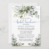 Aquarell Grüne Dusty Blue Bridal Luncheon Einladung (Vorderseite)