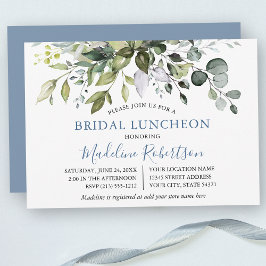 Aquarell Grüne Dusty Blue Bridal Luncheon Einladung
