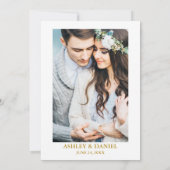 Aquarell Grüne Dusty Blue Foto Wedding Gold Einladung (Rückseite)