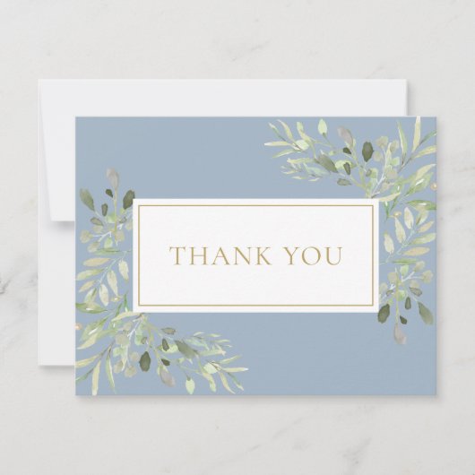 Aquarell Grüne Dusty Blue Gold Business Dankeskarte (Vorderseite)
