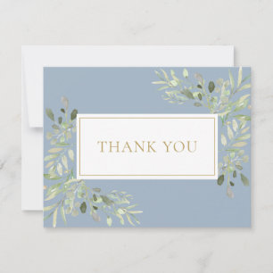 Aquarell Grüne Dusty Blue Gold Business Dankeskarte