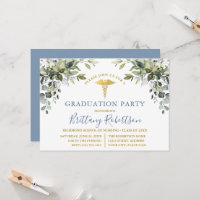 Aquarell Grüne Dusty Blue Medical Grad Party
