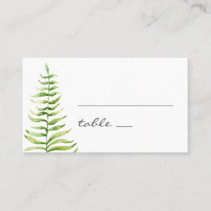 Aquarell grüne Farn. Wald botanische Hochzeit Platzkarte