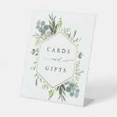 Aquarell Grüne Gold Hexagon Karten und Geschenke Sockelschild (Vorderseite)