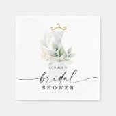 Aquarell Grüne Goldene Brautparty Napkins Serviette (Vorderseite)