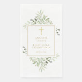 Aquarell Grüne Goldene Erstkommunion Serviette (Vorderseite)