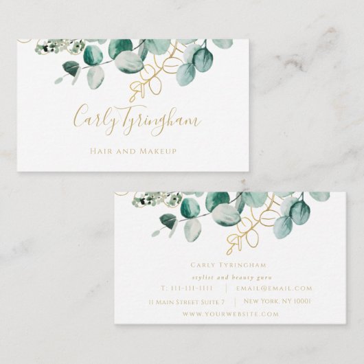 Aquarell Grüne Goldene Karte (Vorne/Hinten)