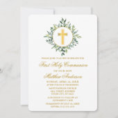 Aquarell Grüne Goldene Kreuz Erste Kommune Einladung (Vorderseite)