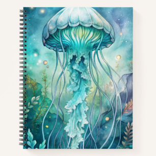 AQUARELL GRÜNE GROSSE QUALLE NOTIZBLOCK