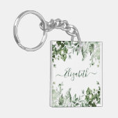 Aquarell Grüne Ivy Sage Ferns Acrylic Schlüsselanhänger (Vorderseite links)