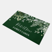 Aquarell Grüne Ivy Sage Ferns Familienhaus Fußmatte (Schrägansicht)