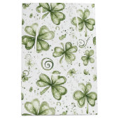 Aquarell Grüne Kleeblätter & Schwünge Mittlere Geschenktüte (Vorderseite)